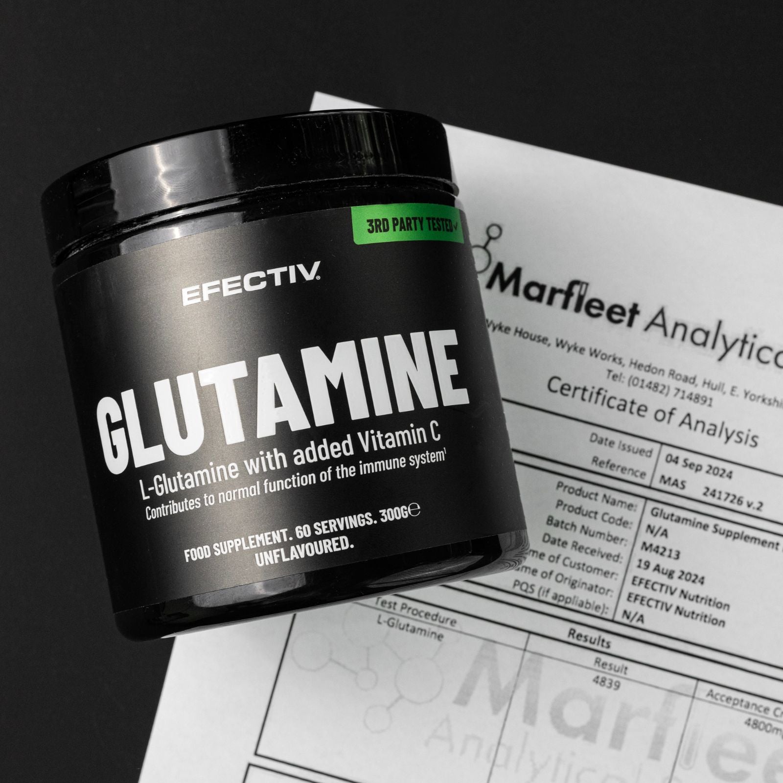 EFECTIV® Glutamine Powder | 60 Servings | Added Vitamin C